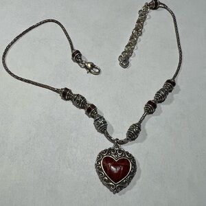 Brighton Silver Necklace with Red Heart Pendant